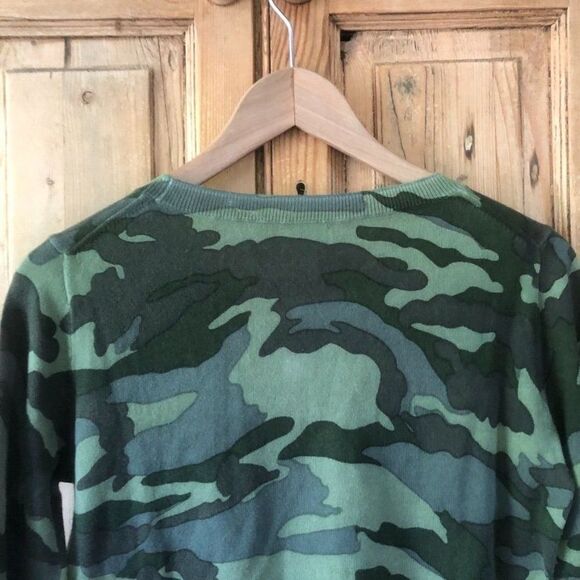 J. Crew Crewneck Camo Print Lightweight Sweater Green Cotton Womens Size XS‎ - Picture 6 of 8